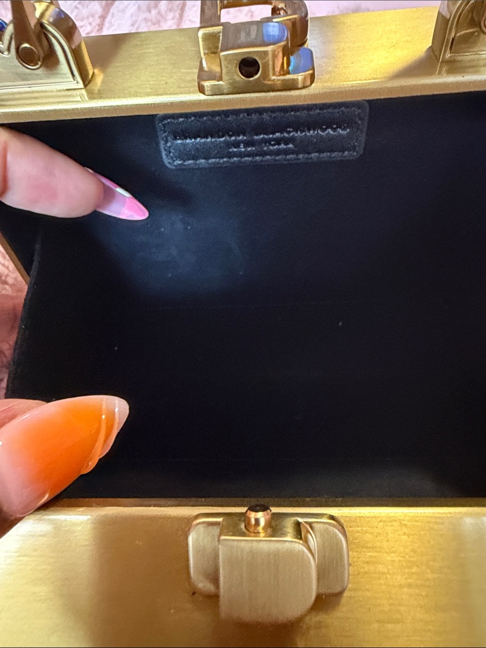 Brandon Blackwood Brushed Metallic Gold Top-Handle Mini trunk - Picture 6 of 6
